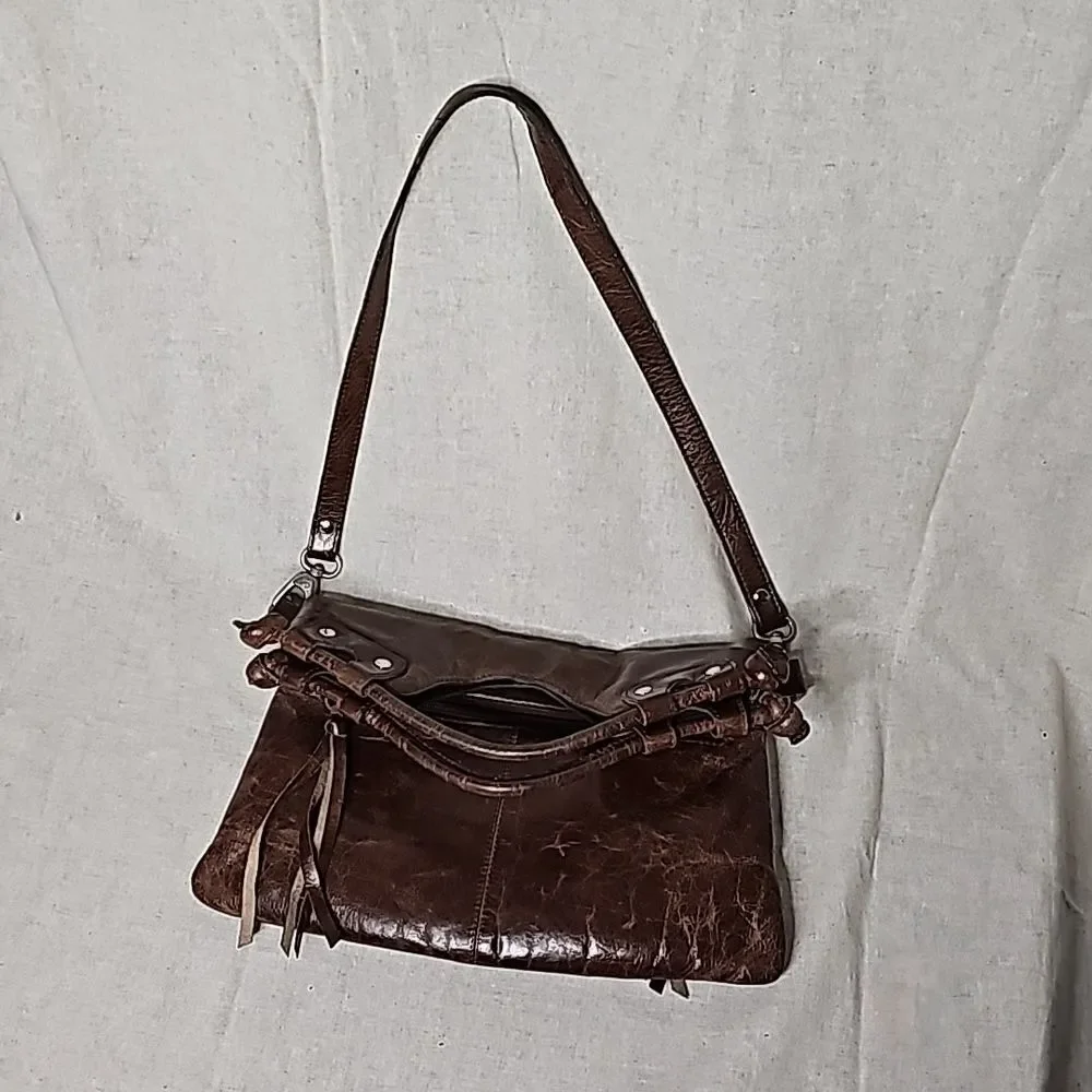 ILI Genuine Leather Brown Hobo Bag Distressed Handbag or Shoulder Strap
